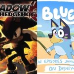 bluey doing the shadow the hedgehog pose :O meme
