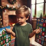 Divorced child comparing advent calendars