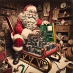 Santa repairing his plc driven sleigh