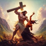 Jesus Kicking Satans Ass