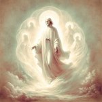 Whiteish aura that resembles light around a saint in a religious