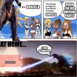I just replaced ultrakill with Godzilla :) | KNOW FOR HIS AWESOME FIGHTS; GODZILLA; GODZILLA; AT HOME... IT WAS ON HARDCORE | image tagged in john ultrakill,godzilla,godzilla hates x,minecraft | made w/ Imgflip meme maker