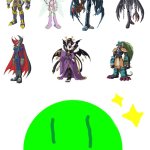 Happy Slime loves Humanoid Digimon | image tagged in happy slime,digimon | made w/ Imgflip meme maker