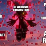 I love drawing them and nothing can stop me!!!! | DIGIMON FANART; POKÉMON FANART; ME WHO LOVES DRAWING THEM; CROSSOVER ART; ANTHROPOMORPHIC ANIMALS; SONIC FANART; ANIME FANART | image tagged in infinite from sonic forces | made w/ Imgflip meme maker