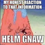 HELM GNAW | MY HONEST REACTION TO THAT INFORMATION | image tagged in helm gnaw | made w/ Imgflip meme maker