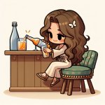 Rachel drinks alone