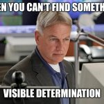 NCIS gibbs | WHEN YOU CAN'T FIND SOMETHING; VISIBLE DETERMINATION | image tagged in ncis gibbs | made w/ Imgflip meme maker