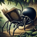 A spider reads book