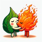 Leafy from BFDI Kissing Firey from BFDI