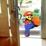 Mario kicking door open