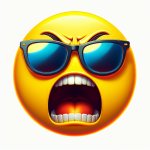 yellow emoji with sunglasses screaming angry