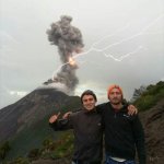 Friends in front of Volcano