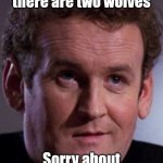 Miles O'Brian Star Trek | Inside you, there are two wolves; Sorry about the transporter snafu | image tagged in miles o'brian star trek,inside you there are two wolves,star trek | made w/ Imgflip meme maker