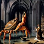 A holy crab baptizing a human.
