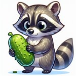 racoon with a pickle