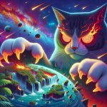 Cat destroying a planet