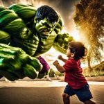 Hulk against a child, unfair fight
