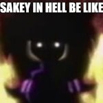 Sakey meme (shoreiscool) | SAKEY IN HELL BE LIKE | image tagged in needlemouse sarah hell | made w/ Imgflip meme maker