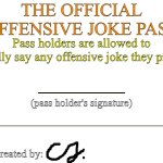 The Official Offensive Joke Pass