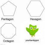 spanish or vanish | yourfamilygon | image tagged in memes,pentagon hexagon octagon | made w/ Imgflip meme maker