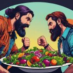 VEGANS WITH MAN BUNS FIGHTING OVER A SALAD