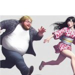 girl running away from ugly fat guy