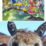 Even Llamas love Digimon | image tagged in happy llama | made w/ Imgflip meme maker