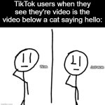they've had enough of cats | TikTok users when they see they're video is the video below a cat saying hello: | image tagged in wow just wow,tiktok,cats,funny | made w/ Imgflip meme maker