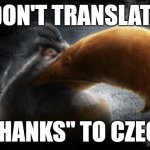 Please don't. | DON'T TRANSLATE; ''THANKS'' TO CZECH | image tagged in realistic mighty eagle | made w/ Imgflip meme maker