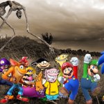 Wario and Friends dies by Country road creature during a Nature expedition | image tagged in dark landscape,wario dies,crossover | made w/ Imgflip meme maker