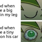 Dad's priority; Car < Child | My Dad when I have a big wound in my leg; My Dad when he see a tiny scratch on his car | image tagged in memes,dad,hurt,scratch,car | made w/ Imgflip meme maker