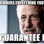 George Zimmer | SHE REMEMBERS EVERYTHING YOU'VE SAID | image tagged in george zimmer | made w/ Imgflip meme maker