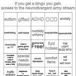 Neurodivergent Bingo