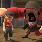 Soldier yells at Scout