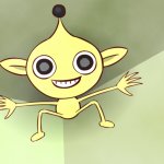 Creepy yellow alien in the ceiling