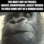 Never experienced this cuz we never visit relatives but yea | 8 YEAR OLD ME CASUALLY EATING THANKSGIVING DINNER AND HEARING MY GRANDPA SAY THE MOST OUT OF POCKET, RACIST, HOMOPHOBIC, SEXIST WORDS TO EVER COME OUT OF A HUMAN BEING | image tagged in gifs,monkey eating | made w/ Imgflip video-to-gif maker