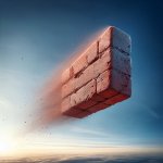 A BRICK FLYING IN THE AIR