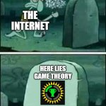 rip game theory | THE INTERNET; HERE LIES GAME THEORY; 2009-2024 | image tagged in grave spongebob | made w/ Imgflip meme maker