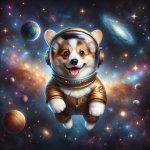 Corgi in outer space