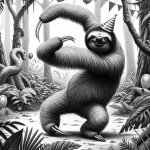 crazy birthday sloth dancing in the jungle