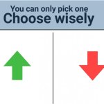 you can pick only one choose wisely | image tagged in you can pick only one choose wisely,upvotes,downvote,imgflip | made w/ Imgflip meme maker