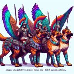 roman legion style polish hussars riding giant dogs