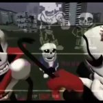 Gaster, Sans, and Papyrus beating the shit out of you meme