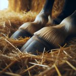 Horse hooves in hay