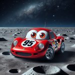 lightning mcqueen on the moon