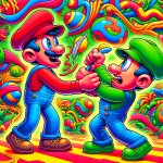 Mario stabbing luigi