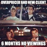 Real Estate Agent | OVERPRICER AND NEW CLIENT; 6 MONTHS NO VIEWINGS | image tagged in travolta demotivator | made w/ Imgflip meme maker
