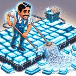Janitor mopping computer
