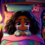 Painfully emotional girl crying in bed