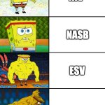 Strong spongebob chart | NIV; NASB; ESV; NKJV | image tagged in strong spongebob chart | made w/ Imgflip meme maker